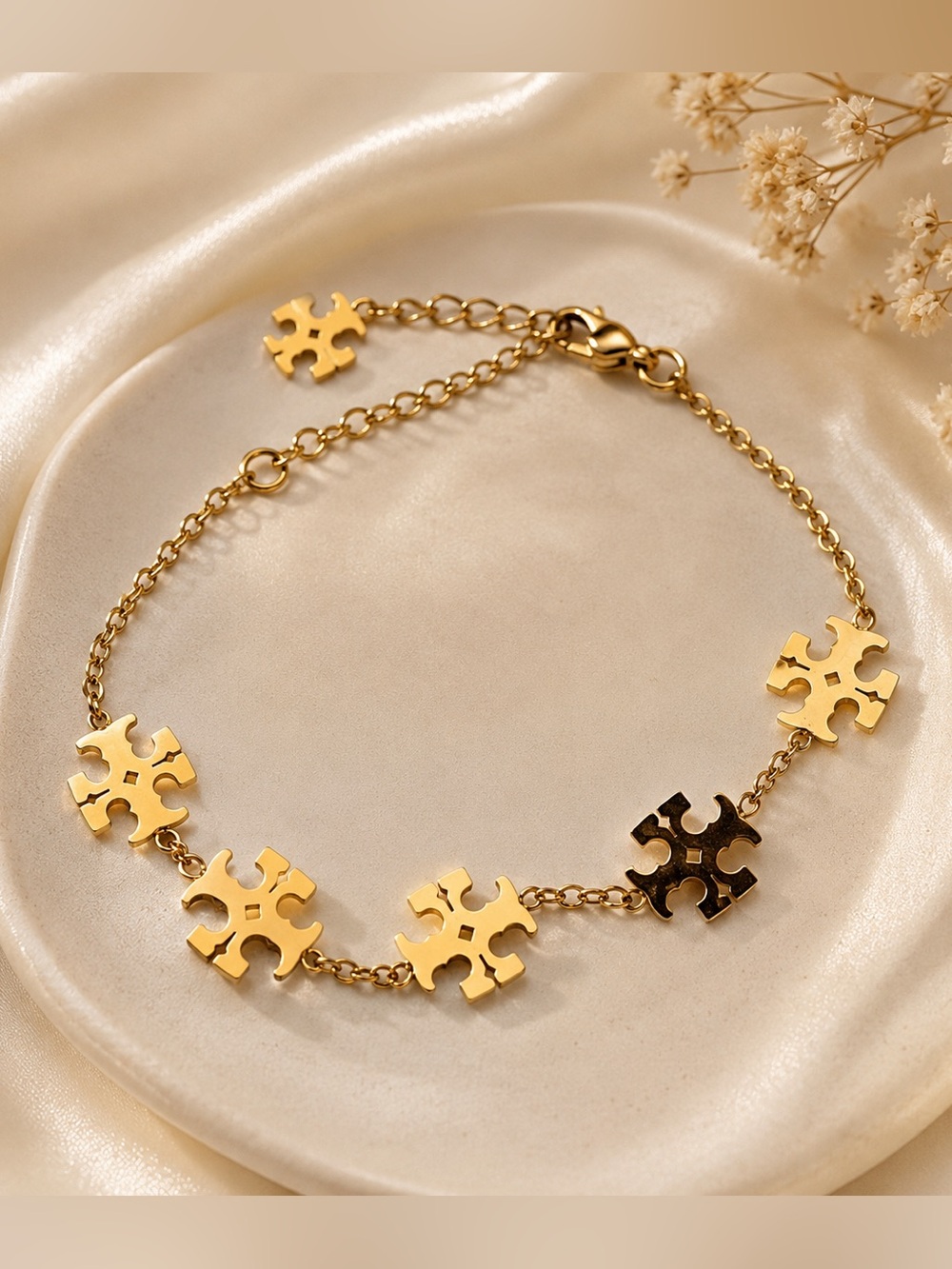 Gold Plated Puzzle-Link Bracelet - Women Jewelry Luxury Inspired